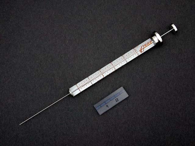 Image de Syringe; 25 µl; gas tight;fixed needle;25G;50mm needle length;beveled tip;PTFE plunger